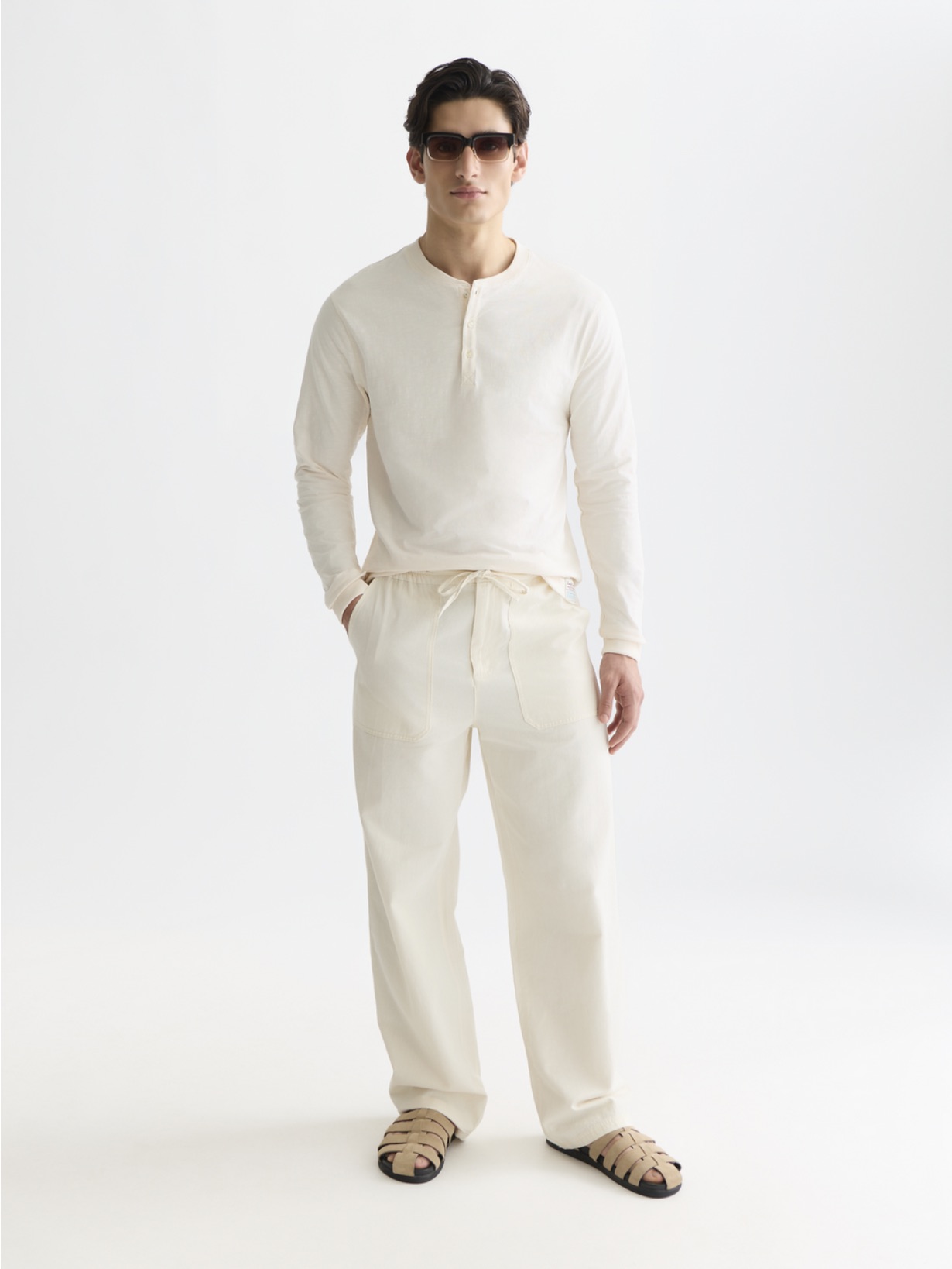 Henley slub yarn dyed