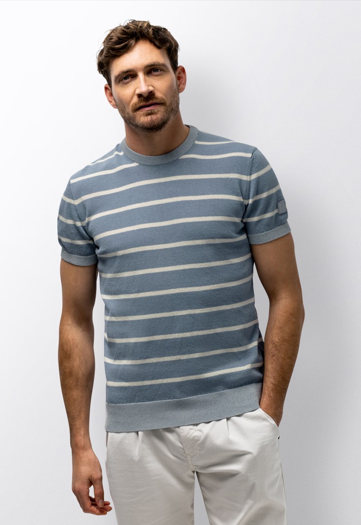 Knitted striped ss tee